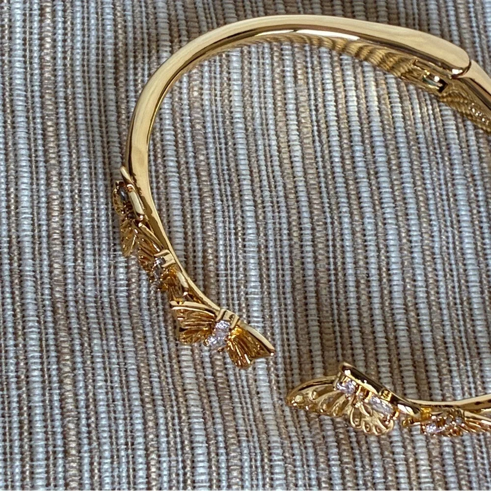Kate Spade New York Gold Butterfly Hinged Bracelet With Cubic Zirconias